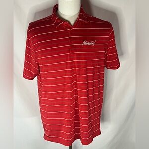 Under Amour Heatgear Budweiser Men’s Golf Loose Fit  Polo Striped Shirt  Large